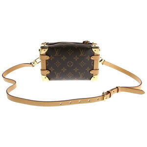 Louis Vuitton Side Leather Brown Trunk Monogram Handbag RED Brown
